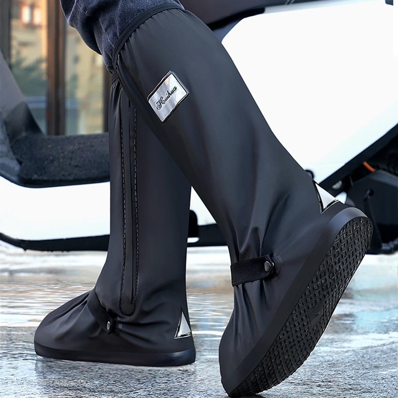 USHTH Black Waterproof Rain Boot Shoe Cover with Reflector (1