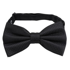 Alizeal Mens Solid Color Pre-tied Bow Tie, Pocket Square and Cufflinks Business Wedding Formal Tie Set, Black