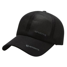 White Fang CA576 Mesh Cap, Logo, English Letters, Hat, Sports, Running, Men's, Women's,, Black