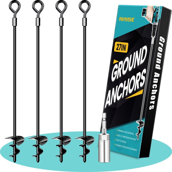 Payivsve 27" Ground Anchors Heavy Duty, Mobile Home Anchors Trampoline