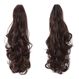 TESS Ponytail Clip Extensions, 45 cm Wavy Ponytail Hairpiece, #M4 Light Brown Hair Extensions for Braid, Synthetic for Women