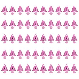 PATIKIL Mini Craft Bells, 50 Pcs Jingle Bells 0.6" Metal Hanging Bells for DIY Party Wedding Home Decoration Christmas, Pink