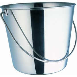 Indipets Stainless Steel Bucket For Pets (16-Quart) – Flat Back Pail w/out Hooks – Food & Water Pail For Cats & Dogs