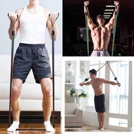 Exercise Fitness Resistance Bands Set Stretch Bands Set Bodybuilding Elastic Pull Rope Abdomen Waist Arm Leg Tummy Stretching Slimming Crunches for Pilates, Physical Therapy, Rehab, Speed Strength