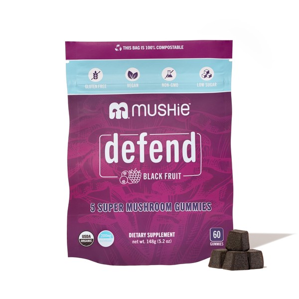 Mushie Organic 5 Super Mushroom Gummies - 60 Gummies, 2000mg