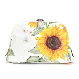 Style Decor W1005510 Round Pouch, Women's, Cute, Cosmetics, Scandinavian Cosmetic Pouch, L, Soleil, Sunflower