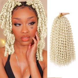 Xtrend 8 Packs Passion Twist Hair 14 Inch Water Wave Crochet Hair For Black Women Passion Twist Crochet Hair Synthetic Braiding Hair Extensions(16Strands/Pack,613#)