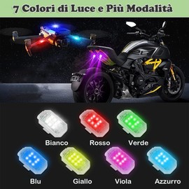 KEWAYO 4 Luci Strobe LED Wireless con Telecomando - 7 Colori, Alta Luminosità, Ricaricabili USB, per Auto, Moto, Drone