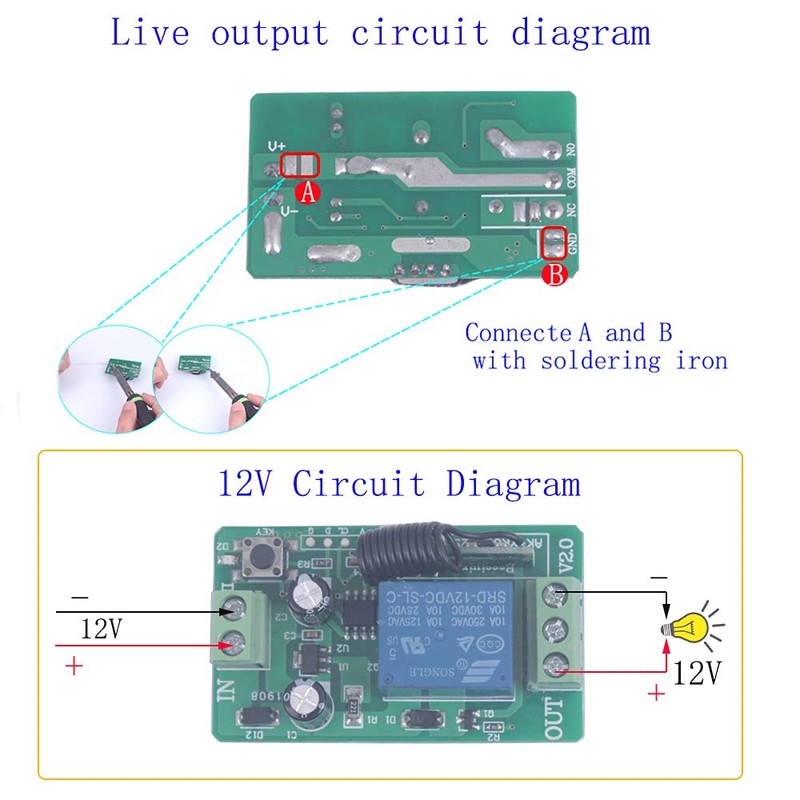 DC 12V 10A Relay Switch 1CH Wireless Remote Control Switch