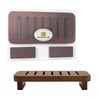 Farmhouse Wood Tray Pedestal Stand for Kitchen Decor Counter,Walnut Dishes