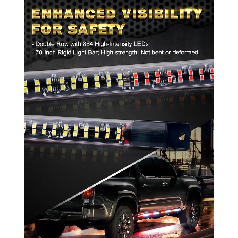 LUMENIX 70 Inch Emergency Running Board Rigid Strobe Lights Strip