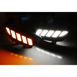 iJDMTOY Switchback LED Daytime Running Lights Assembly Compatible with 2015-2020 Fiat 124 Spider, Powered by (6) Xenon White LED for DRL & (16) Amber Yellow LED for Turn Signaling