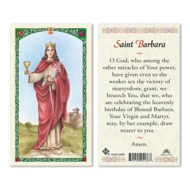 Saint Barbara laminated Prayer Card