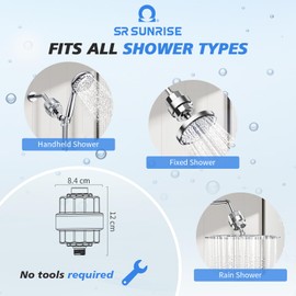 20-Stage Shower Filter-Shower Head Filter for Hard Water, with 3 Replaceable Filter Cartridges, High Output Shower Water Filter for Removing Chlorine and fluoride, Polished Chrome