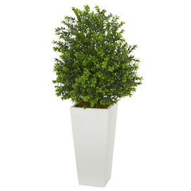 HomeStock Artistic Accomplishment Sweet Grass Artificial Plant in White Tower Planter (Indoor/Outdoor) in Plastic - 17" D x 17" W x 33" H