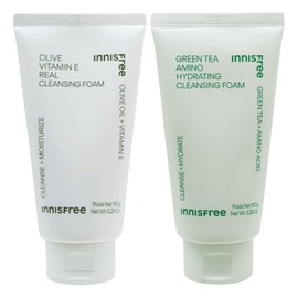 Innisfree Olive Vitamin E Real Cleansing Foam + Green Tea Amino Moisture Cleansing Foam / 이니스프리 올리브 비타민 E 리얼 클렌징 폼+그린티 아미노 수분 클렌징 폼