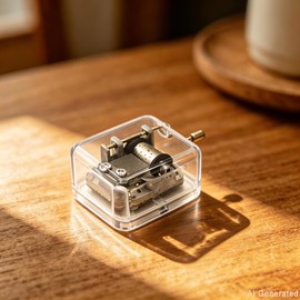 Hand Crank Music Box- 18 Note Acrylic Music Box Mechanism Musical Gadget