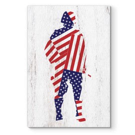 Renditions Gallery Canvas Patriotic Wall Art Home Paintings & Prints Draped American Flag Modern Soldier Canvas Wall Hanging Decorations for Bedroom Office Kitchen - 30"x40" LT25