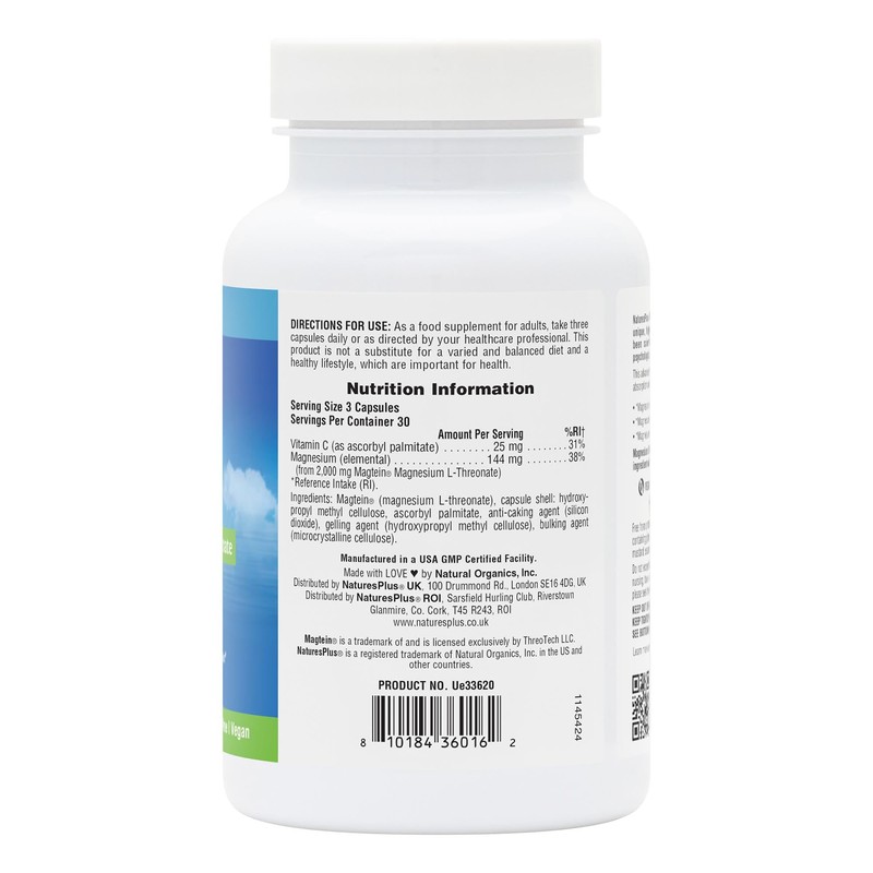 NaturesPlus Magtein Magnesium L-Threonate- High Strength, Calm, Mood, Memory, Focus,