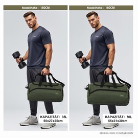FIORETTO 35L Sports Bag & Travel Bag for Men and Women with Shoe Compartment & Wet Compartment, Waterproof Bag for Training Bag, Gym, Travel, Swimming, Sauna, Football Green