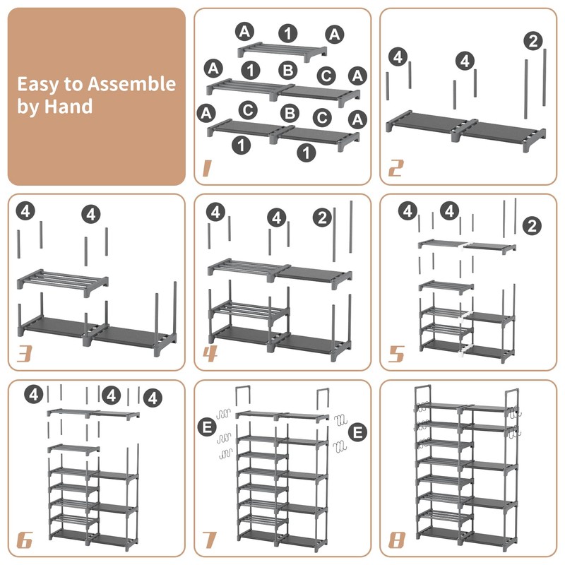 ROJASOP Shoe Rack, Shoe Storage Organizer for Closet Entryway Garage