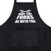 Black Kitchen Aprons Forks Cooking Apron Adjustable Waterproof 70cm Extension