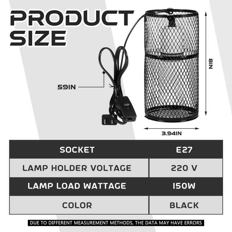 VIHOSE 6 Pcs Reptile Heat Lamp Guard with 150W Ceramic