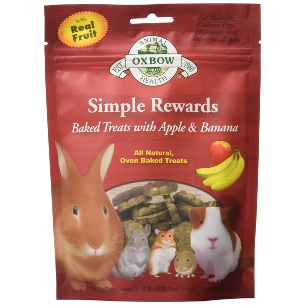 Oxbow Simple Rewards Baked Treats with Apples and Bananas for Rabbits, Guinea Pigs, Chinchillas, and Small Pets