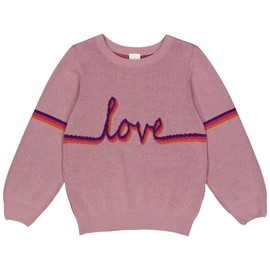 Fred's World by Green Cotton Girls' Knit Jacquard Sweater, PINK HAZE