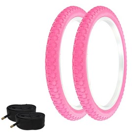 Pair of All Pink Bicycle PRO+ BMX Tires W/Tubes in 20 X 2.125 COMP III Tread