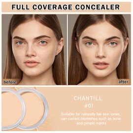 QIUFSSE 2PCS Under Eye Concealer for Dark Circles Color Correcting,Pro Concealer Full Coverage Tattoo Cover up Makeup,Long-lasting Corrector de Ojeras (2PCS - 01 Chantill)