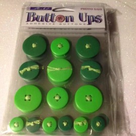 EK Success Sticko STICKO BUTTON UPS ADHESIVE BUTTONS GREEN BUTTONS BUTTON UP GREEN NEW 3D BUTTONS