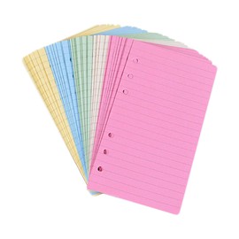 A5 Coloured Refill Paper 6 Holes Ruled 5 Colours Loose Sheets 50 Sheets/100 Pages