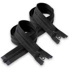 IPEA Cerniera Lampo Nera lunga 65 cm Nera - 2 Pezzi - Catena Misura #5 - Cerniere Lampo Divisibili per Abbagliamento Arredamento Cucito Giacche - Zip - Larghezza 30 mm - Colore Nero