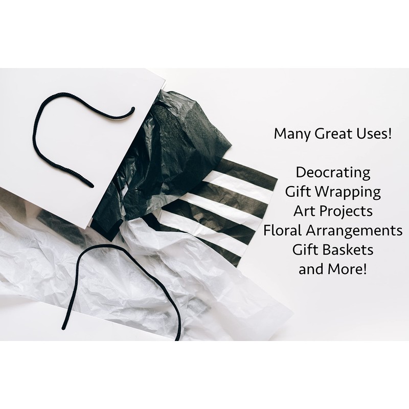 Iconikal 60-Sheet Gift Wrap Tissue Paper 20x20-Inch (Black) Premium for