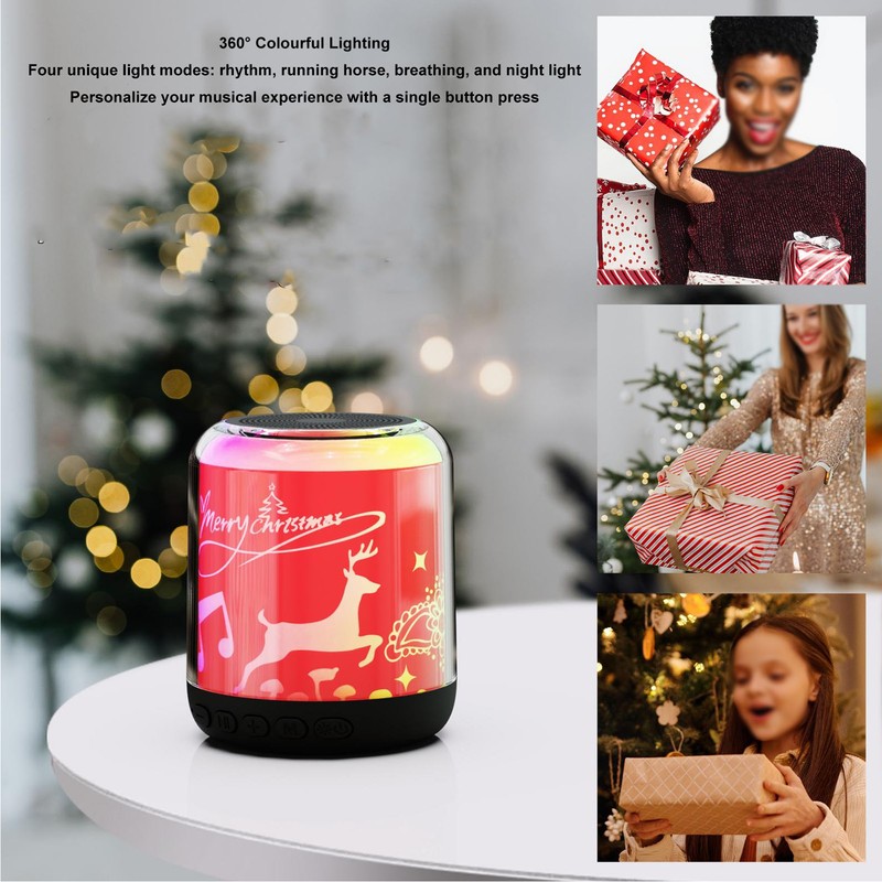 Mini Bluetooth Speaker Christmas Pattern Festive Atmosphere RGB Music Player