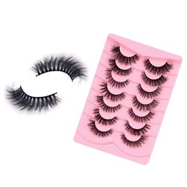 EKIND Explosive Style False Eyelashes - 3D Volume Slant for Stage Makeup,Daily Wear, Perform, Fluffy Extensions lash Faux Cils Strip (7-Pairs Hybrid Set)