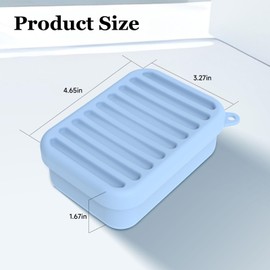 Portable Leak Proof Travel Soap Container, SiliconeTravel Soap Case with Draining Pad, Enhanced Compact Travel Soap Dish,Shatterproof Soap Holder for Traveling, Camping, Gym, Dorm (Light Blue)