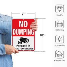 GicnKeuz No Dumping Signs Private Property, 10 x 7 Inches Video Surveillance Protected, Violators Will Be Prosecuted Signs, Reflective Aluminum, Fade Resistant, Easy to Mount (4-Pack)