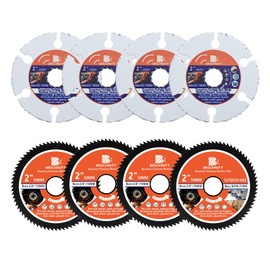 Circular Saw Blade 2inch - BRSCHNITT 4PCS 72T Cutting Discs & 4pcs 2" Carbide Multi Wheel 10mm Bore for Cutting Wood, Copper, Aluminum, Plastic and Soft Metal