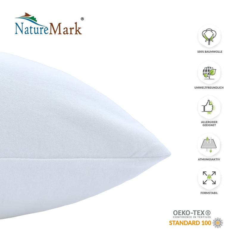 NatureMark Pack of 2 Jersey Cushion Covers, Side Sleeper Pillows,