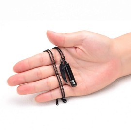 Hearbeingt Cremation Jewelry Necklaces for Ashes for Pet Dog and Cat, Cylinder Memorial Pendant Made of 316L Stainless Steel with Charm Wing.