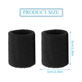 6 Pieces Sweatbands Kid Wrist Sweatband Sports Sweat Band Sweat Bands Wristbands Absorbent Sports Wristband, Elastic Cotton Wristband for Gym Basketball Football Tennis Running Sports (Black)