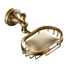 7Trees Vintage Style Solid Brass Wall Mounted Bath Shower Soap Dish Holder Bathroom Accessories Soap Basket Antique Brass and Oil Rubbed Bronze Soap Shelf (Antique Brass)