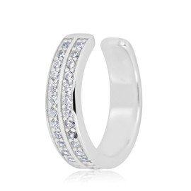 AVORA 925 Sterling Silver Channel Set Simulated Diamond CZ Double Row Ear Cuff