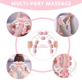 1 x Massage Roller with Handle Leg, Leg Massager, Massage Roller, Massage for Thighs, Promotes Blood Circulation, Suitable for Legs, Feet and Arm Massage (Pink)