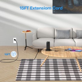 PD20W Surge Protector Power Strip Tower, 15FT Extension Cord with Multiple Outlets, 12 AC 4 USB (1 USB C)，Mini Power Strip with USB Ports, Surge Protector Tower Overload Protection for Office, Desk