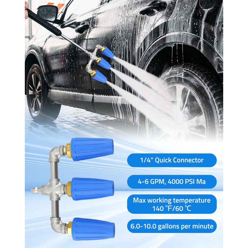 ULXIOM Triple Turbo Nozzle Pressure Washer, 360°Rotating Nozzles for Power