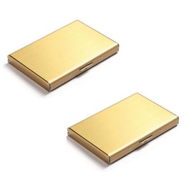 2 Stainless Steel Credit Card Wallet Business Card Holder, Metal Blocking Credit Card Case, Blocking Credit Card Protector with 6 Slots, Security Wallet for Men and Women(Golden)