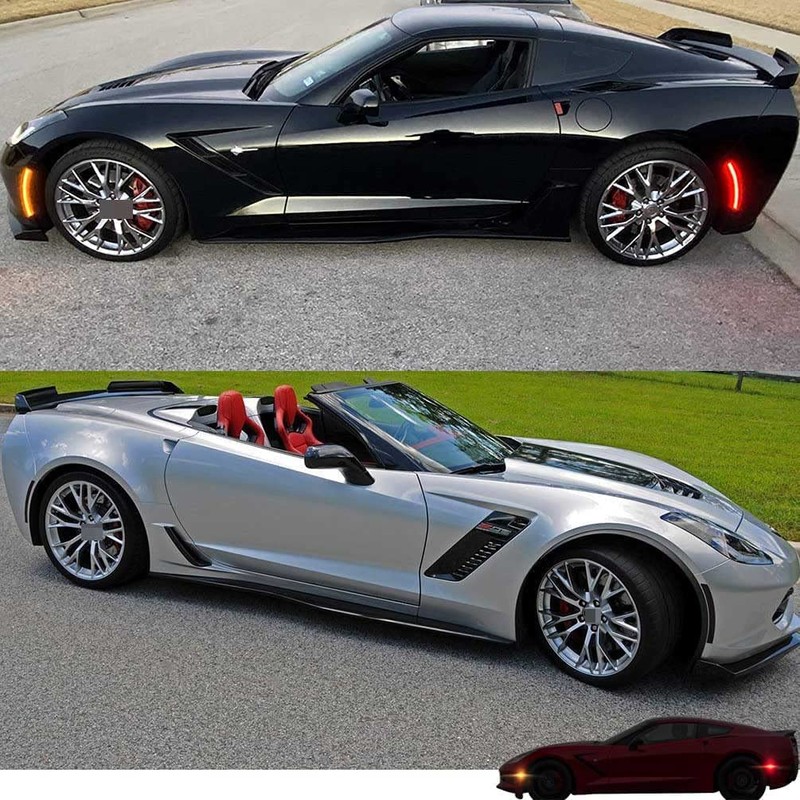 NJSBYL Smoked Lens Corvette C7 LED Front Rear Side Marker